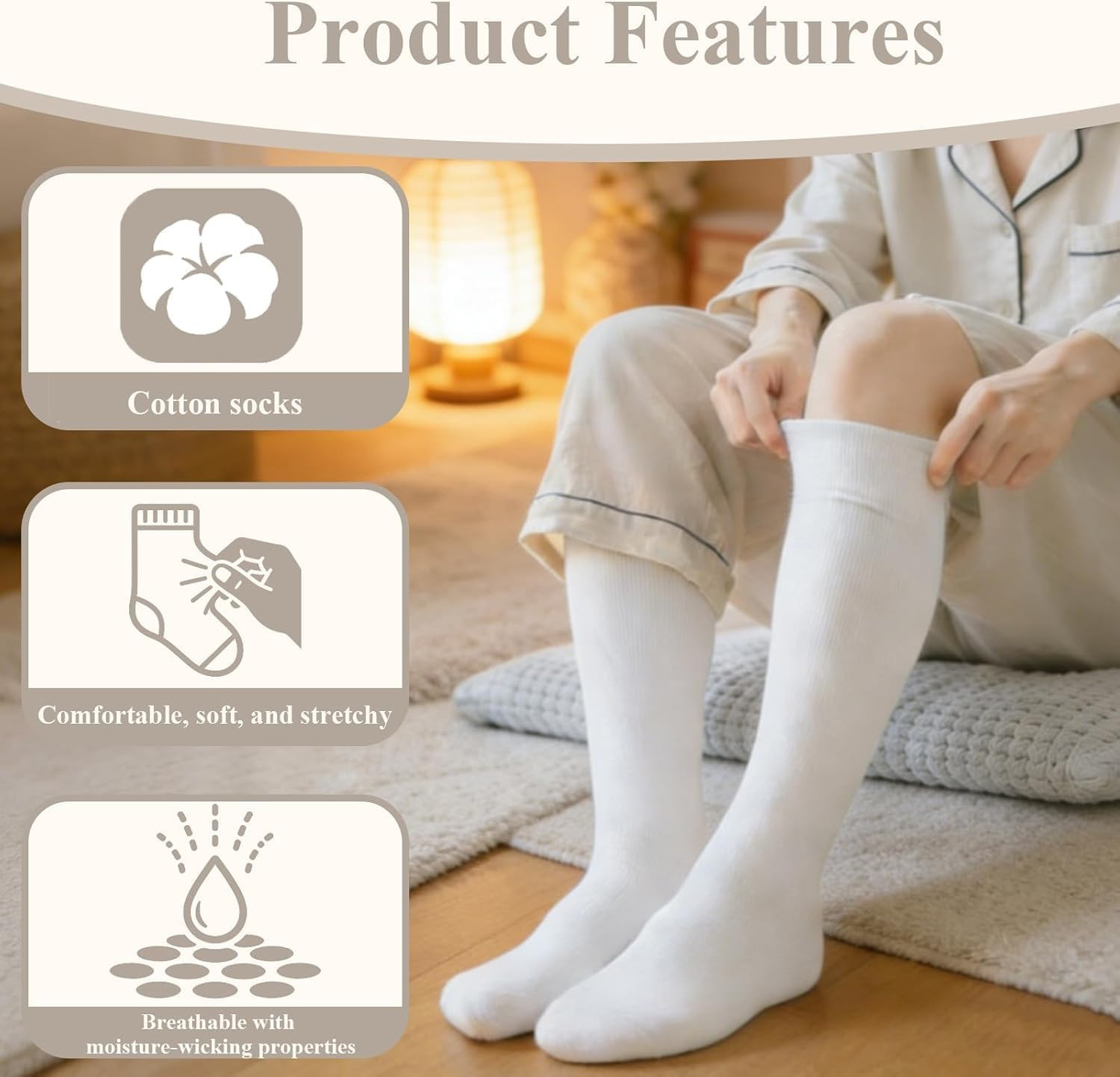 Walking Boot Socks, 3 Pairs Cotton Replacement Orthopedic Liner Compatible