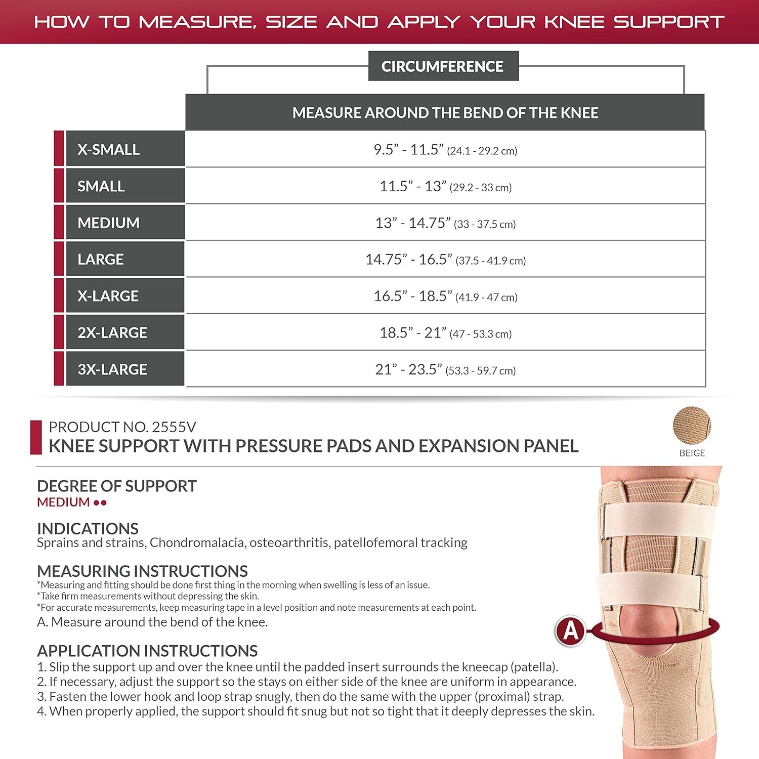 OTC Knee Support with Expansion Panel, X-Large