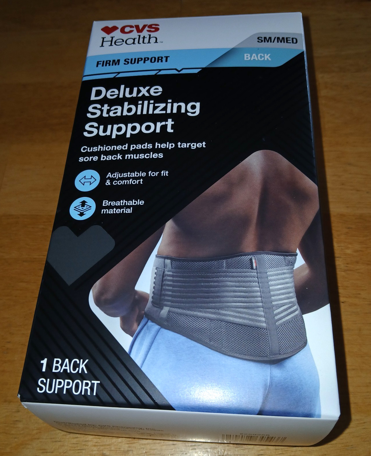 CVS HEALTH DELUXE STABILIZING SUPPORT-SM/MED-NIB-CUSHIONED PADS/ADJUSTABLE