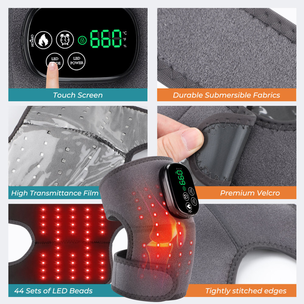 660nm Red Light & 850nm Near Infrared Light Therapy Heated Knee Massage Brace