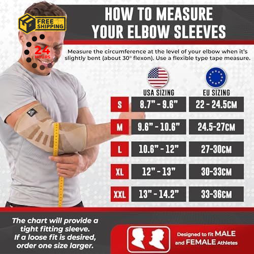 Nordic Lifting Elbow Compression Sleeves (1 Pair) – Small, Inferno Red