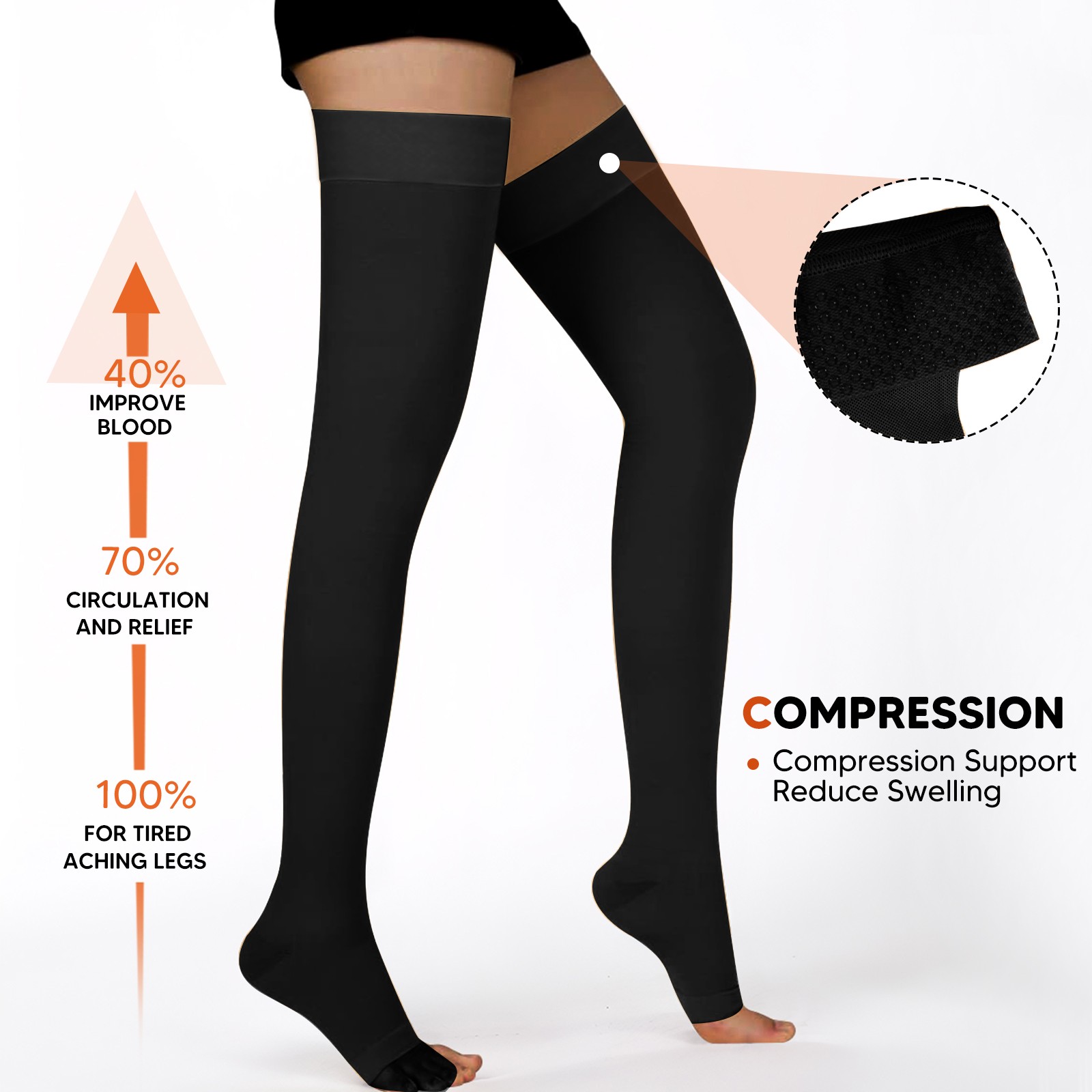  6 Pairs Compression Socks – Knee High Support for Running & Sports S-XXL