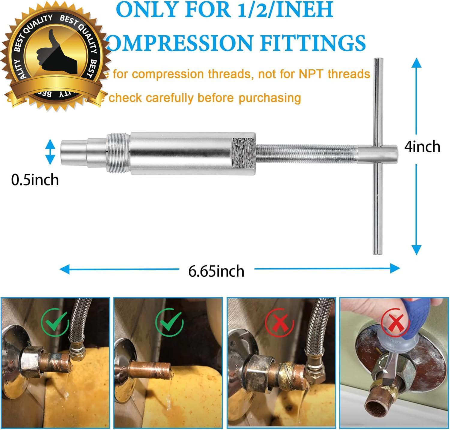 Compression Sleeve Puller and Sleeve Remover for 1/2 Inch Compression Fittings O