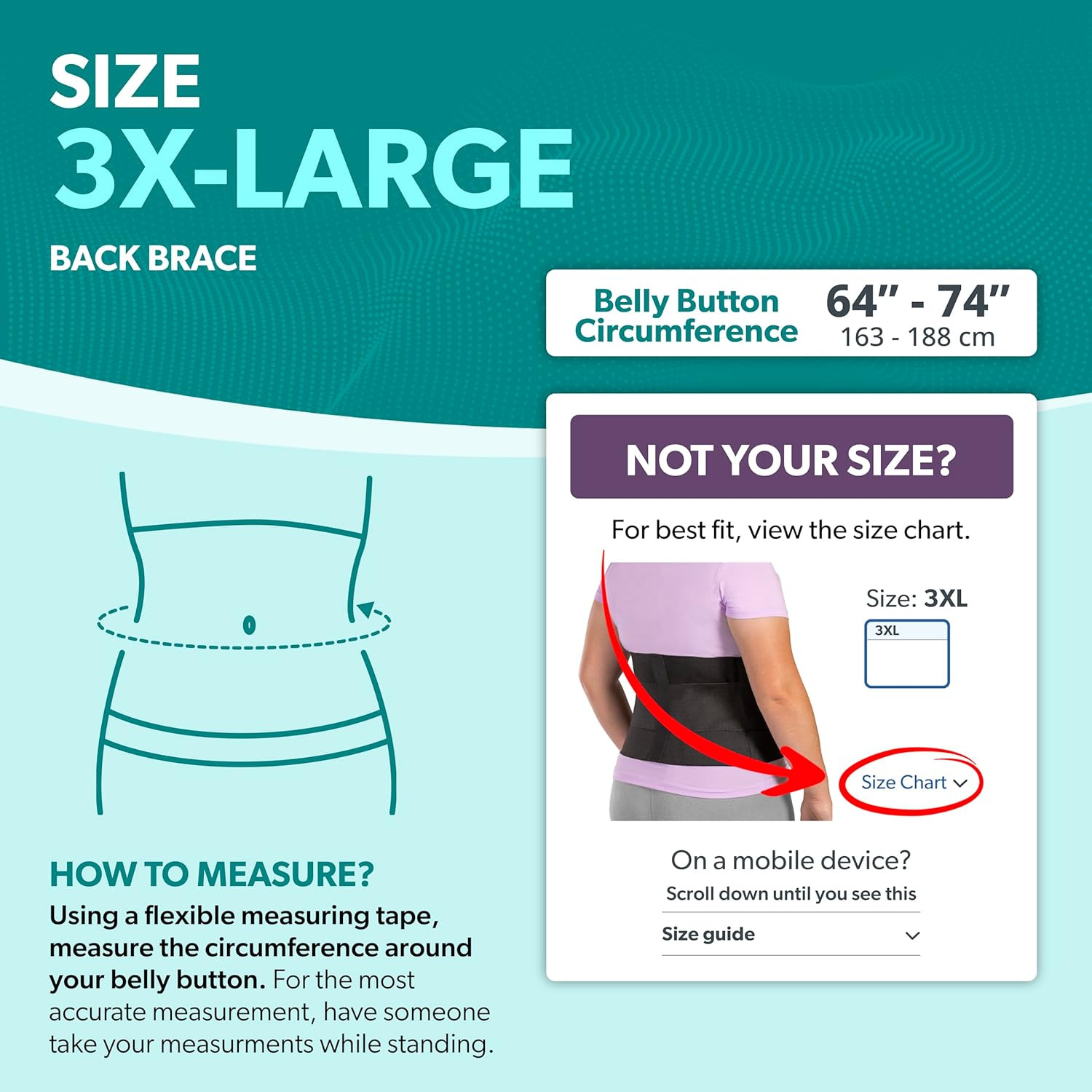 plus Size Low Back Brace – Compression Lower Back Support Belt for Sciatica, Hea