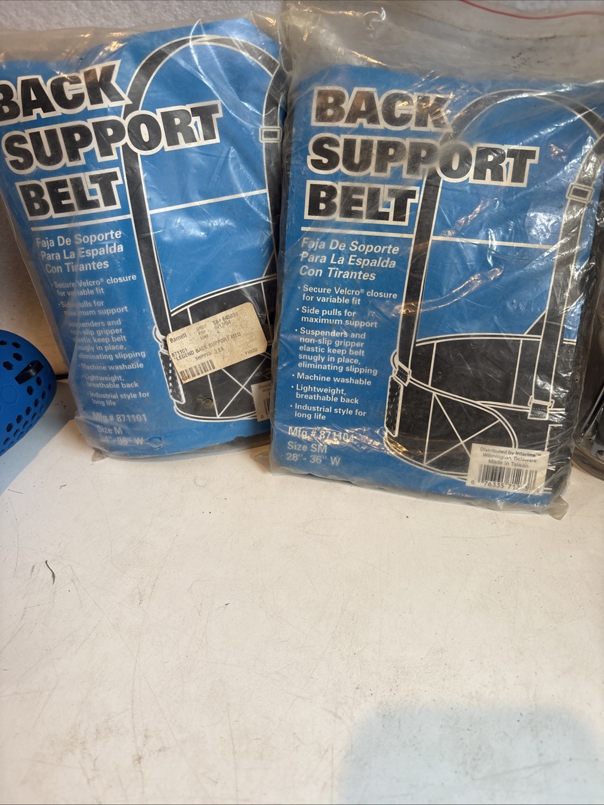 INTERLINE 871102 BACK SUPPORT BELT HEAVY LIFT BRACE SUSPENDERS Lot Of 2 Sm-M