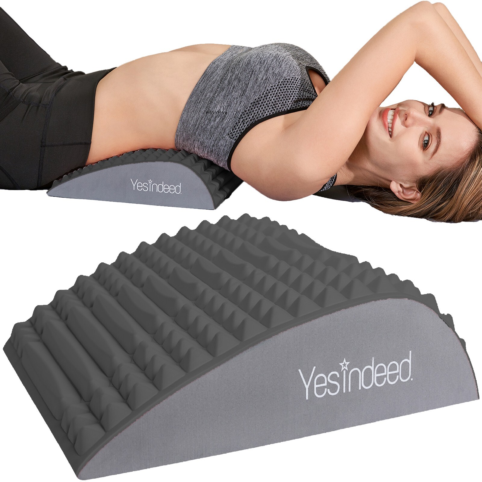 Back Stretcher Pillow – Back Pain Relief, Support for prolonged Sitting (Black)