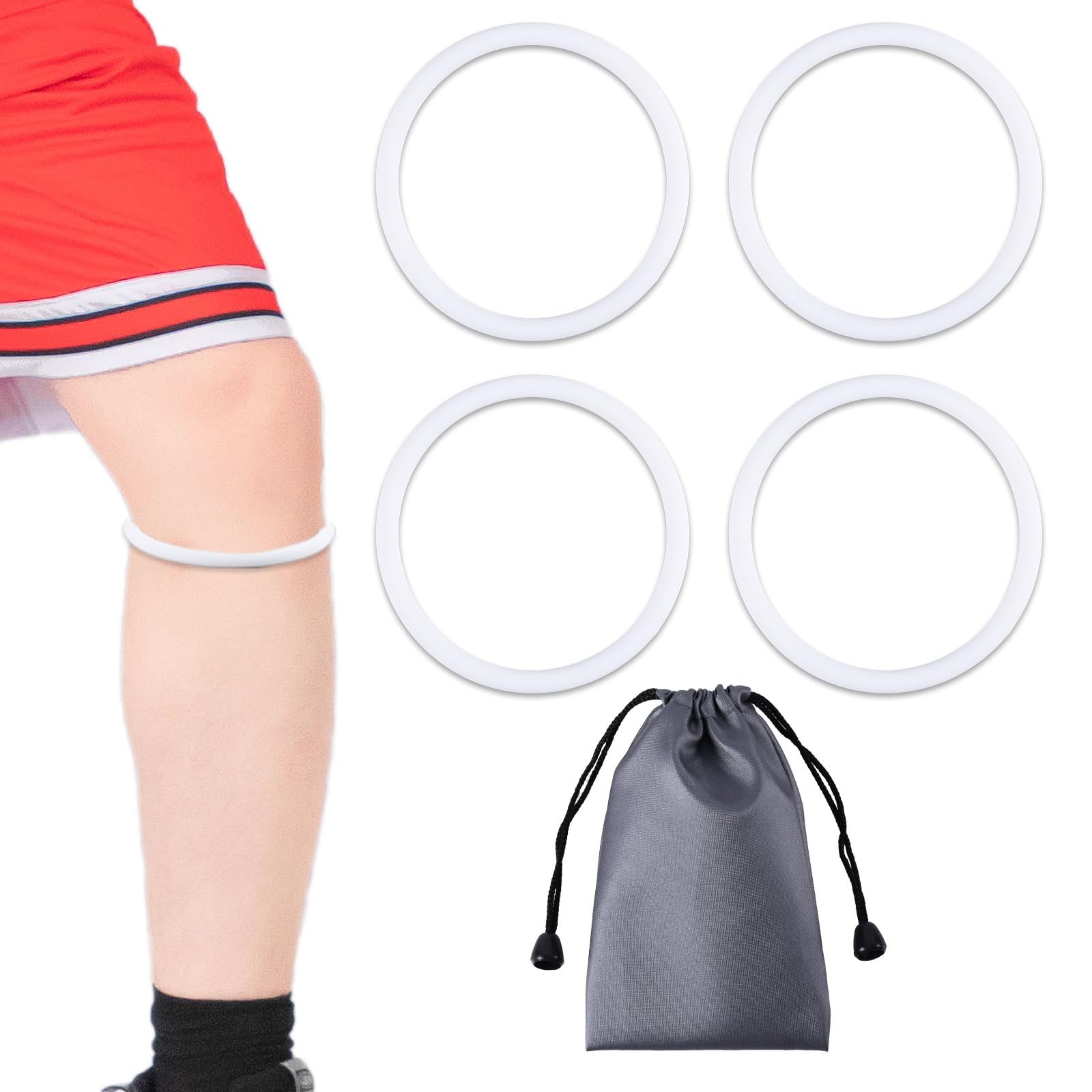 Gosknor 4pcs Patellar Tendon Support Strap Knee Band, Fluorescent white