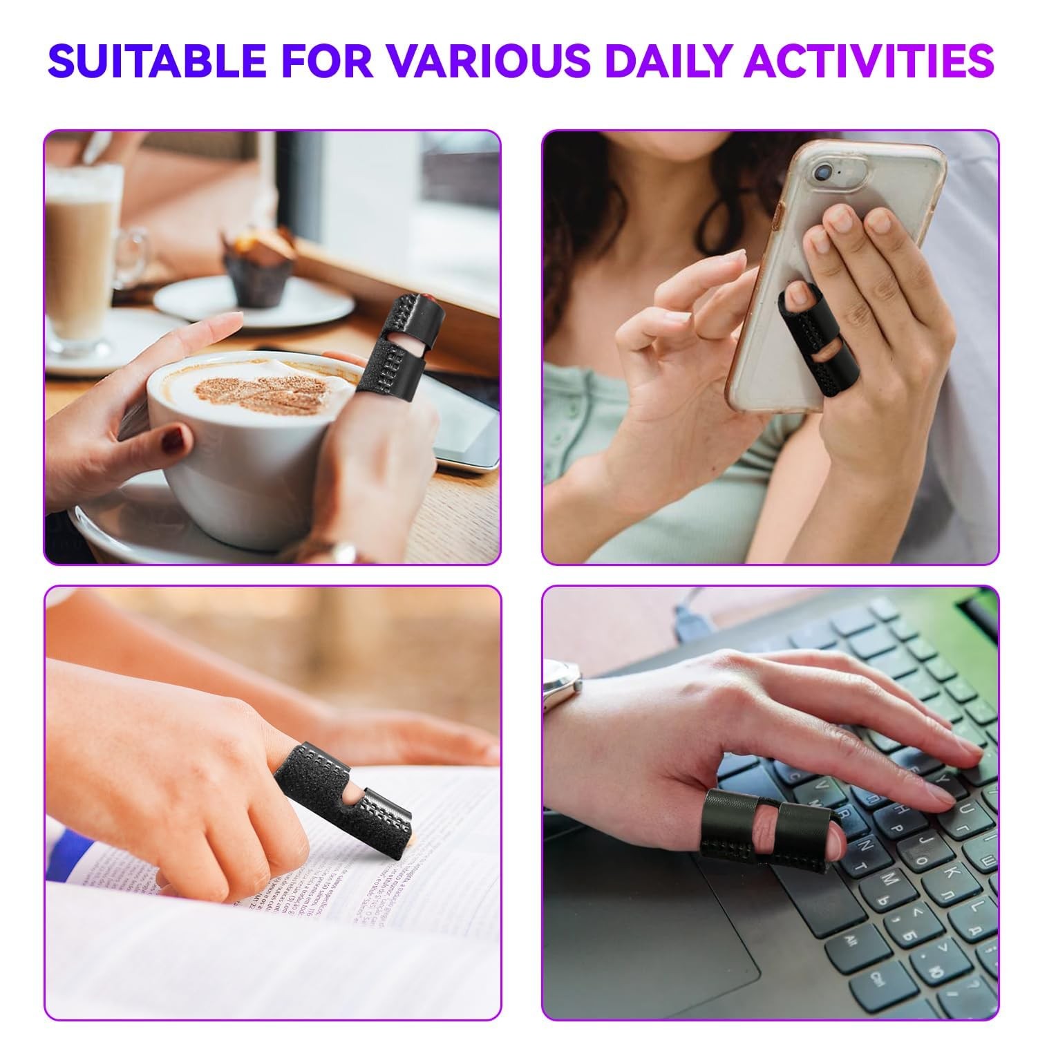 Bozenu 2 PCS Small Finger Splint, Adjustable Trigger One Size, Black(2PCS)