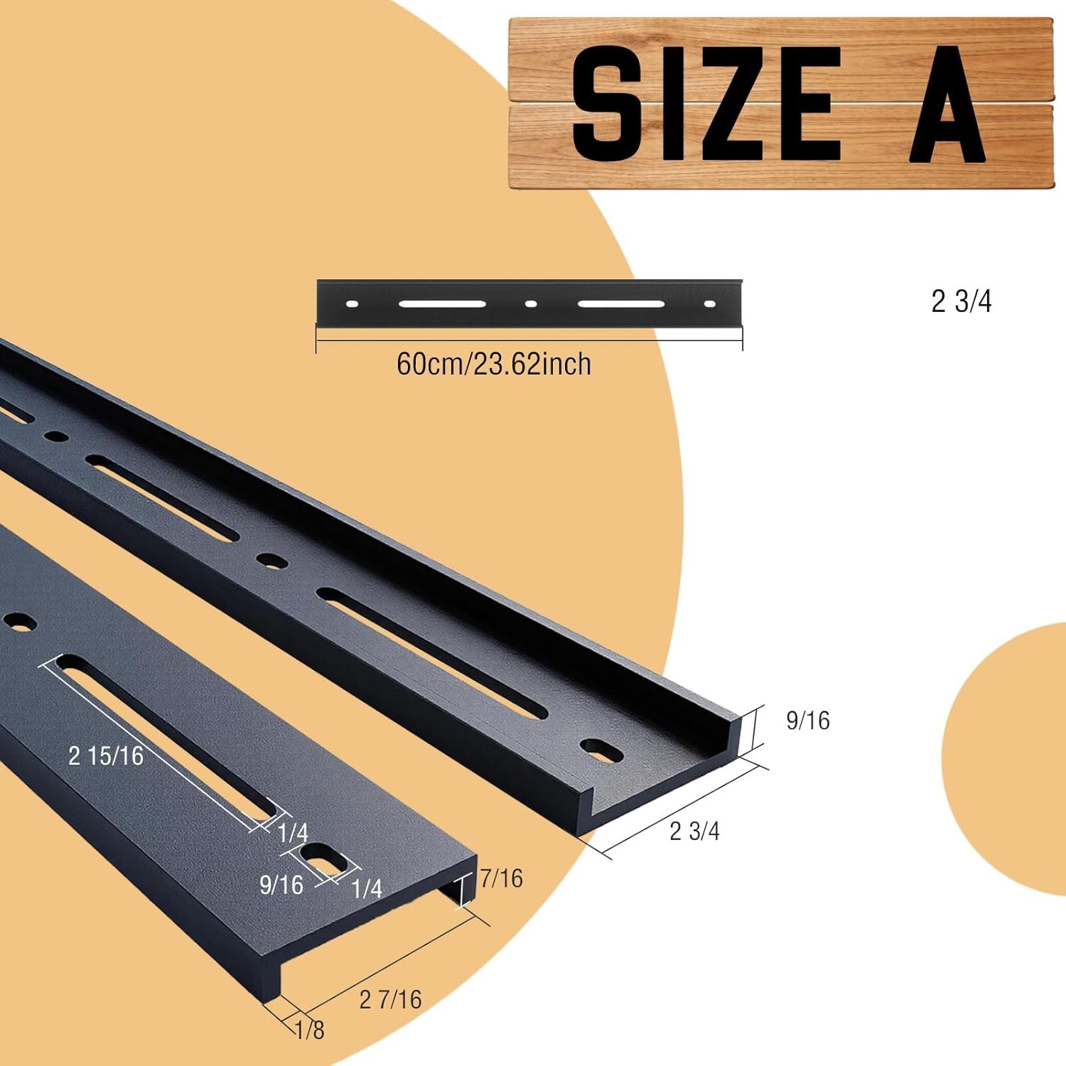 C Channel Steel Support Bracket for Table Top, Black, 4 Pack, 24 Inch