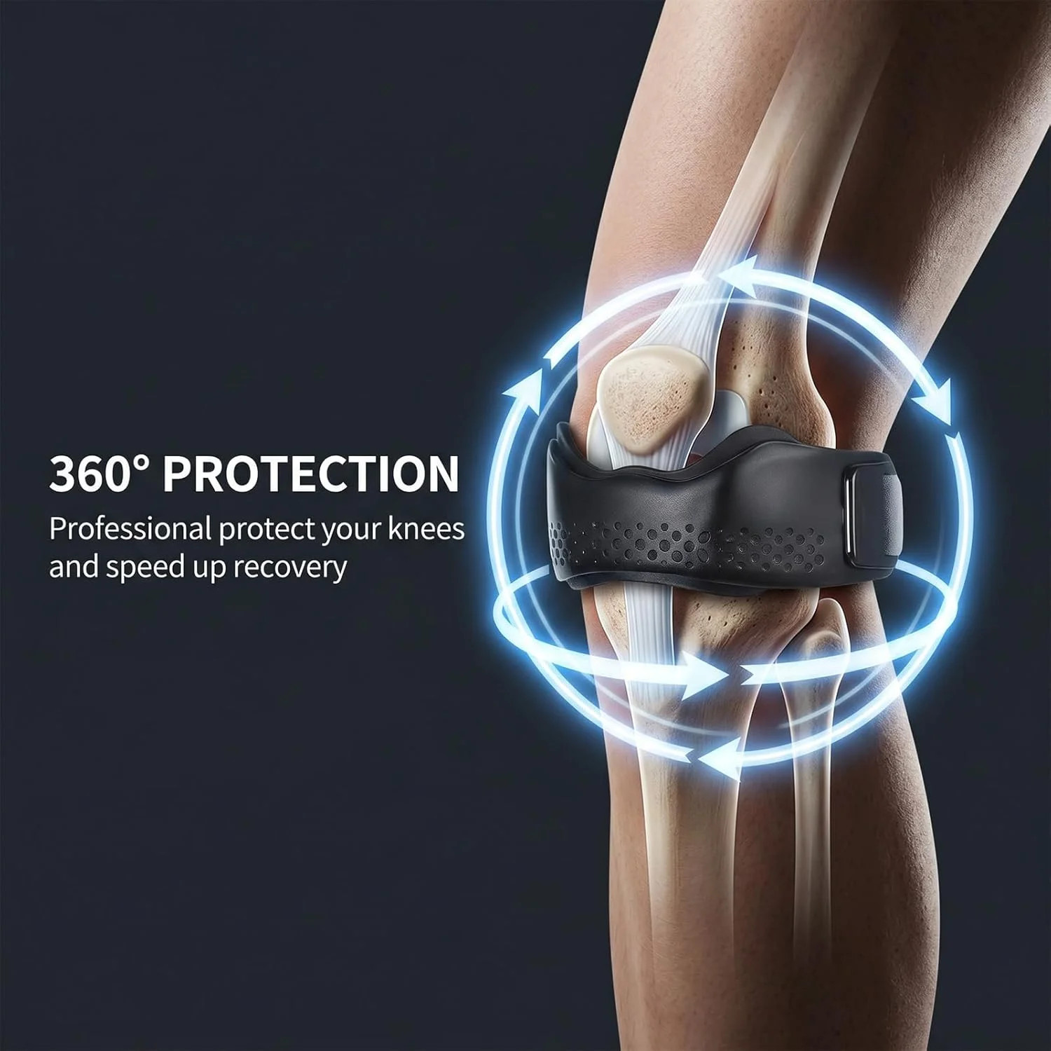 Silicone Patellar Tendon Support Strap 2-Pack, Knee Brace for Women Men, Adju…