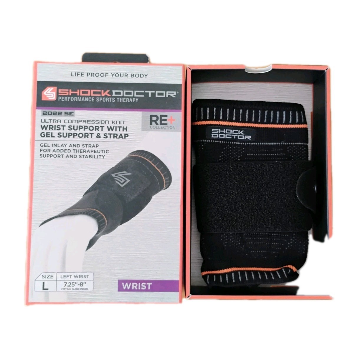 Shock Doctor Left Wrist Support with Gel and Strap Size Large 7.25″ – 8″ NEW