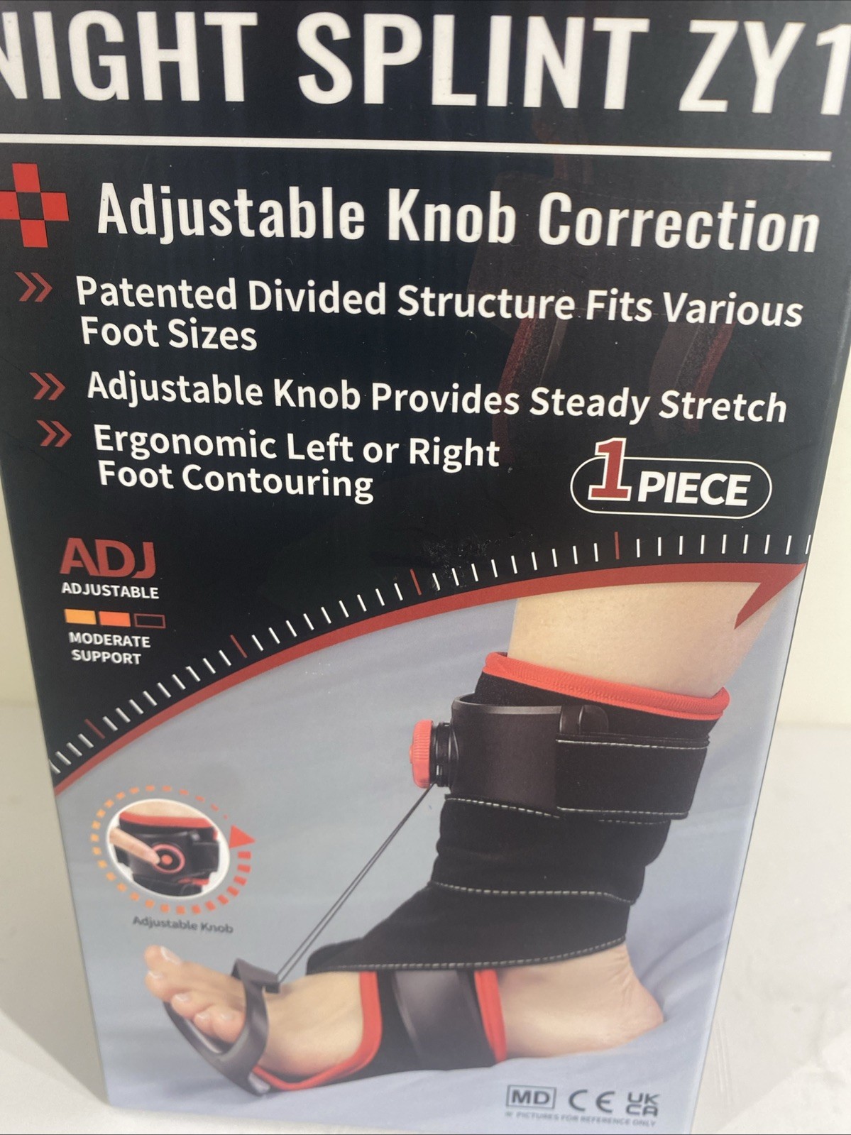 Tech Love Night Splint ZY1 Plantar Fasciitis Brace Left Foot Adjustable Large