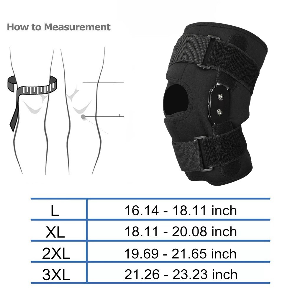 Hinged Knee Brace Compression Sleeve Joint Support Open Patella Stabilizer Wrap