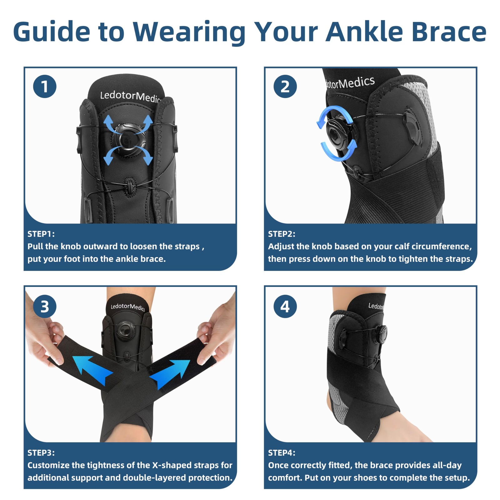 LedoTorMedics Ankle Brace for Running and Sports- Lightweight Breathable Ankle