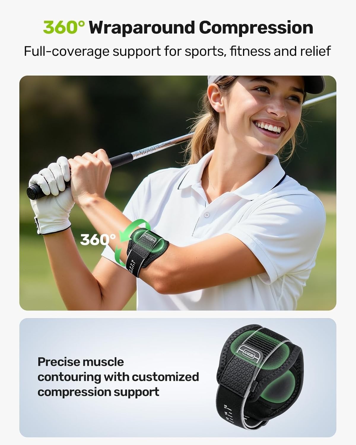 Upgraded Tennis Elbow Brace for Men Women with 2 Silicone Pads, Adjustable Go…