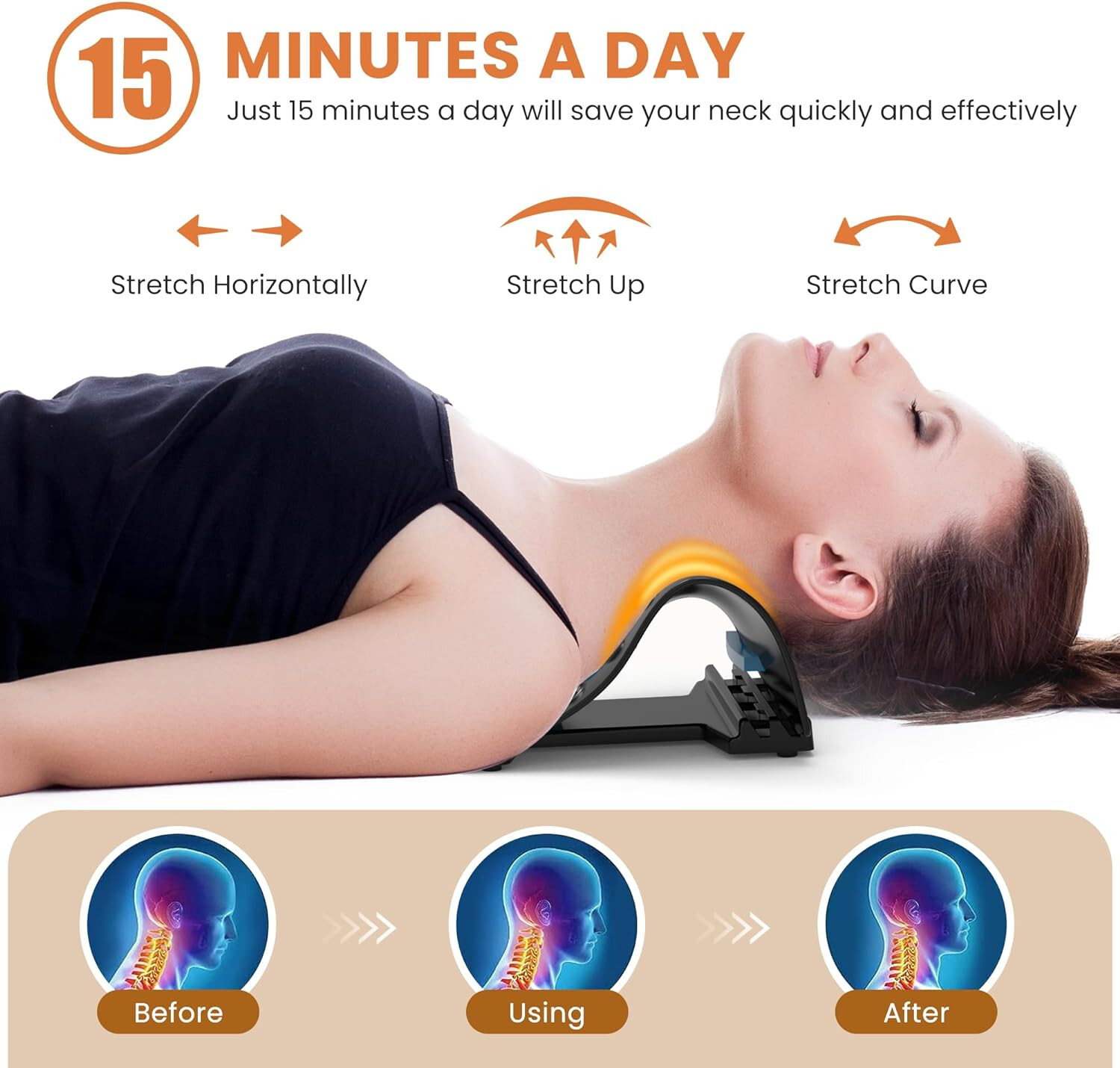 Heated Cervical Neck Traction Device for Neck Muscle Tension Stress Pain Relief