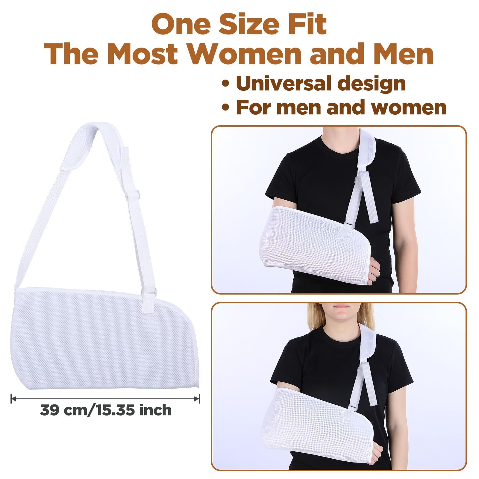 Mesh Arm Shoulder Sling Breathable Immobilizer Shower Adjustable White