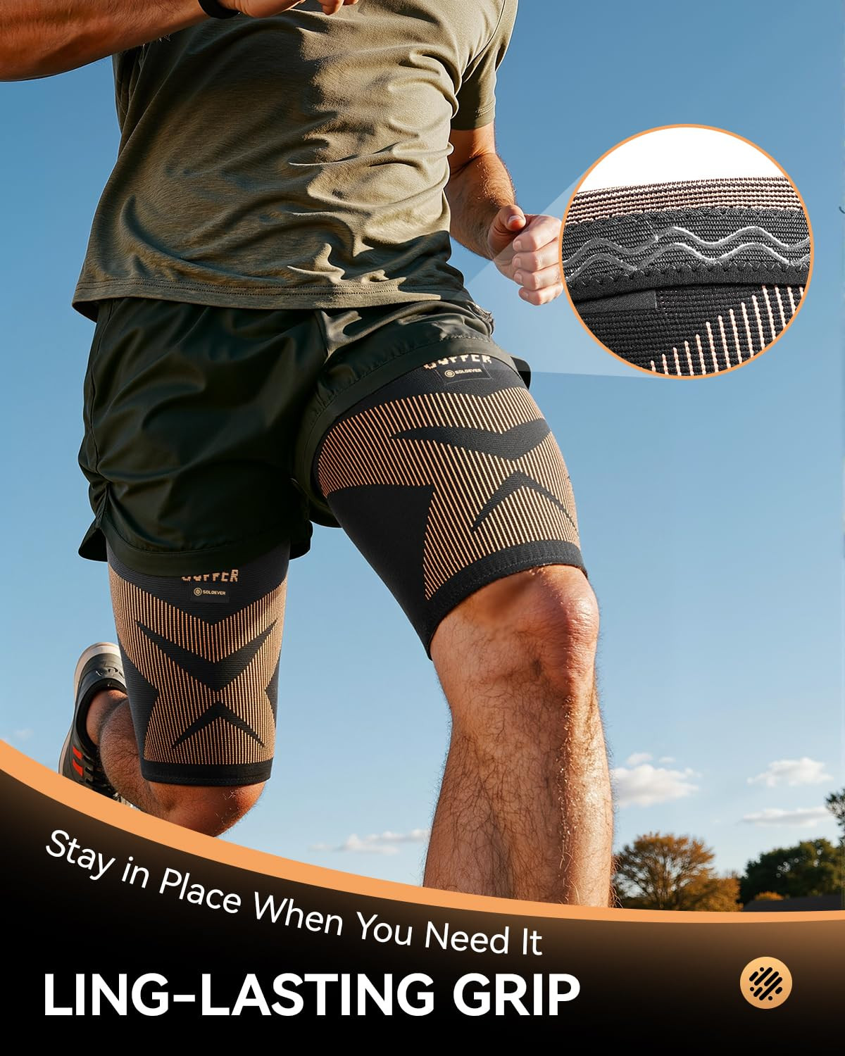 Copper-Infused Thigh Compression Sleeves 1 Pair [Upgrade Medical-Grade & Anti-Sl