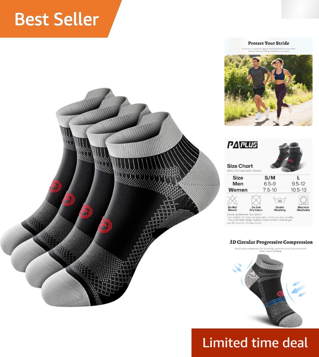 Compression Ankle Socks for Sports & Daily Wear – Available in Multiple Sizes