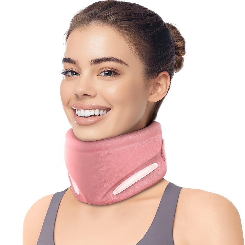 Pink Ergonomic Neck Brace V-Shaped Cervical Collar for Pain Relief & Support M