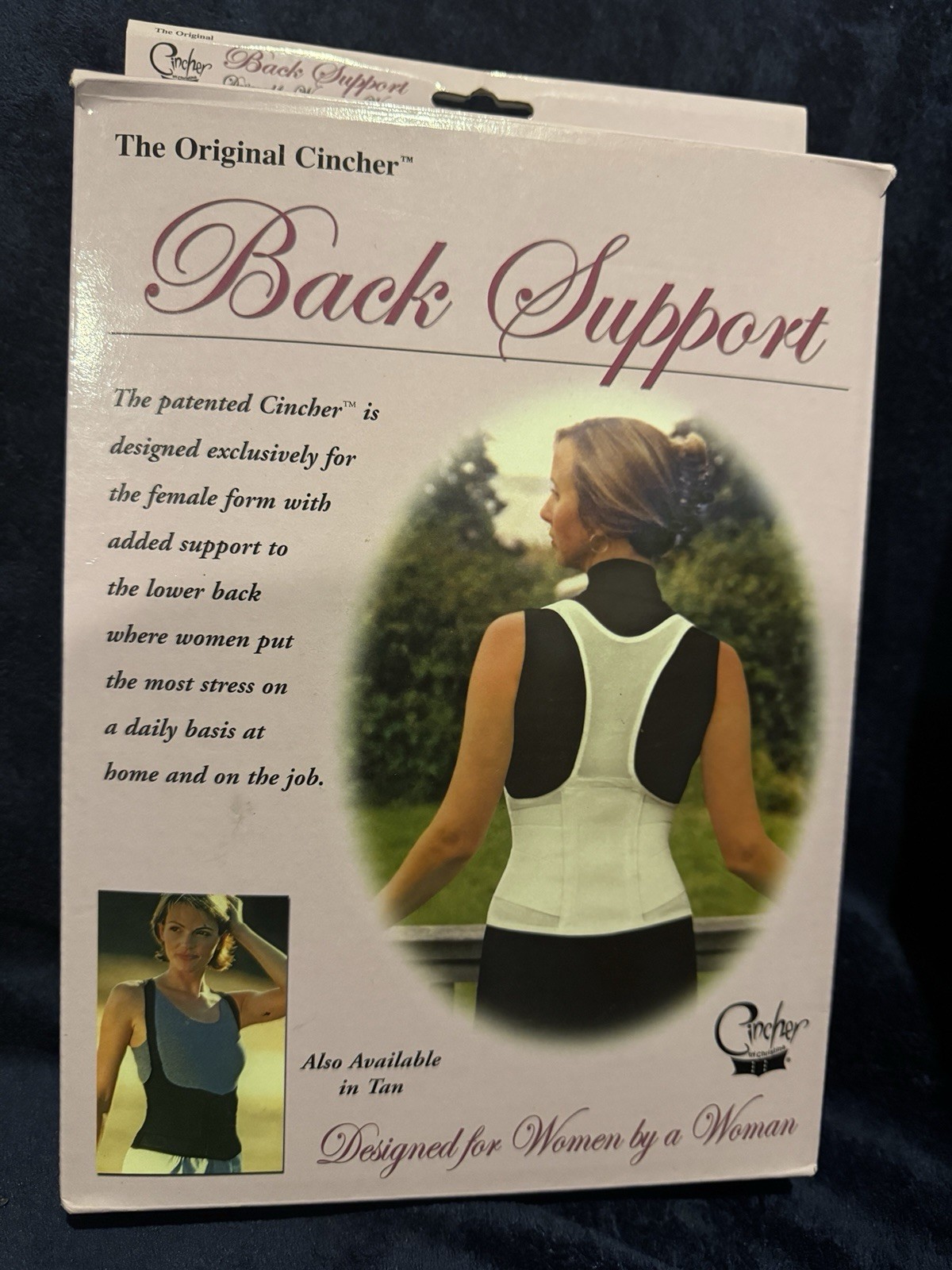 Cincher Back Support Brace Women’s Size Medium Black Lower Back Support Open Box