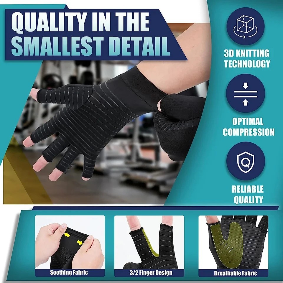 Copper Arthritis Compression Gloves Hand Support Pain Relief Joint Self Care US
