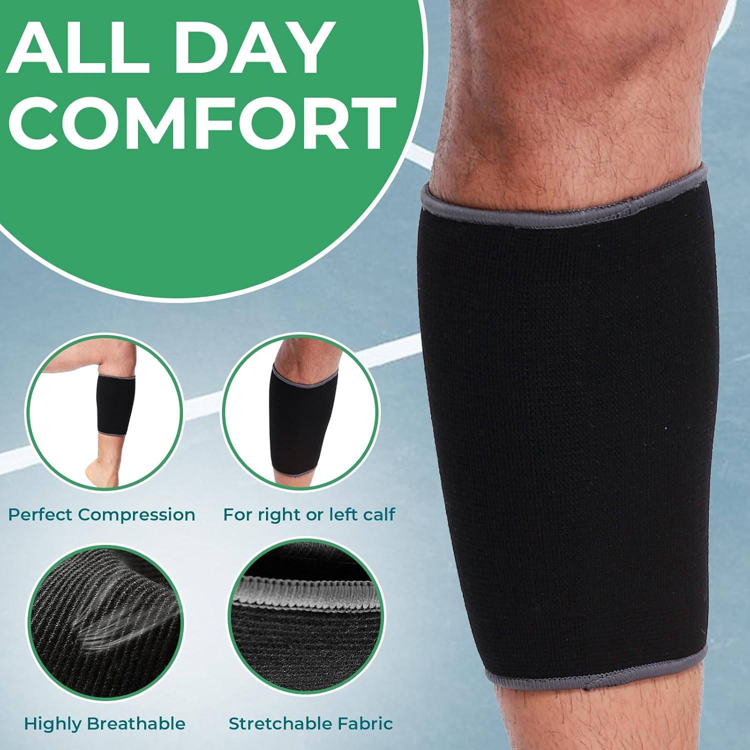 Neotech Care Calf Compression Sleeve for Calves Support or Shin Splint (Black Co