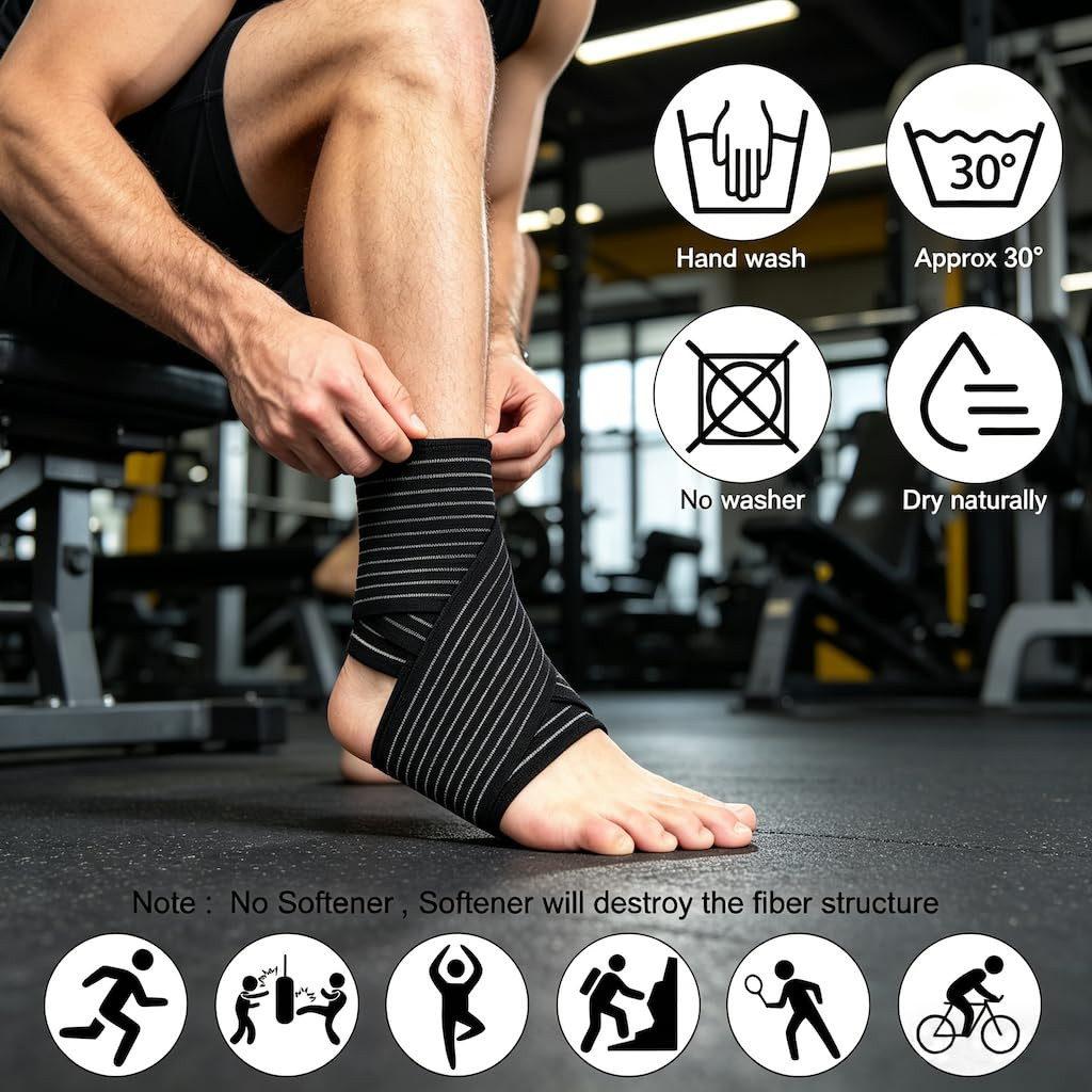 Adjustable Elastic Ankle Brace Compression Bandage Wrap for Foot Pain, Arch Supp