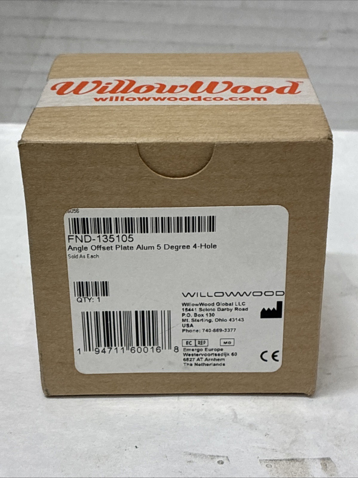 WillowWood FND-135105 Angle Offset Plate Alum 5 Degree 4 Hole