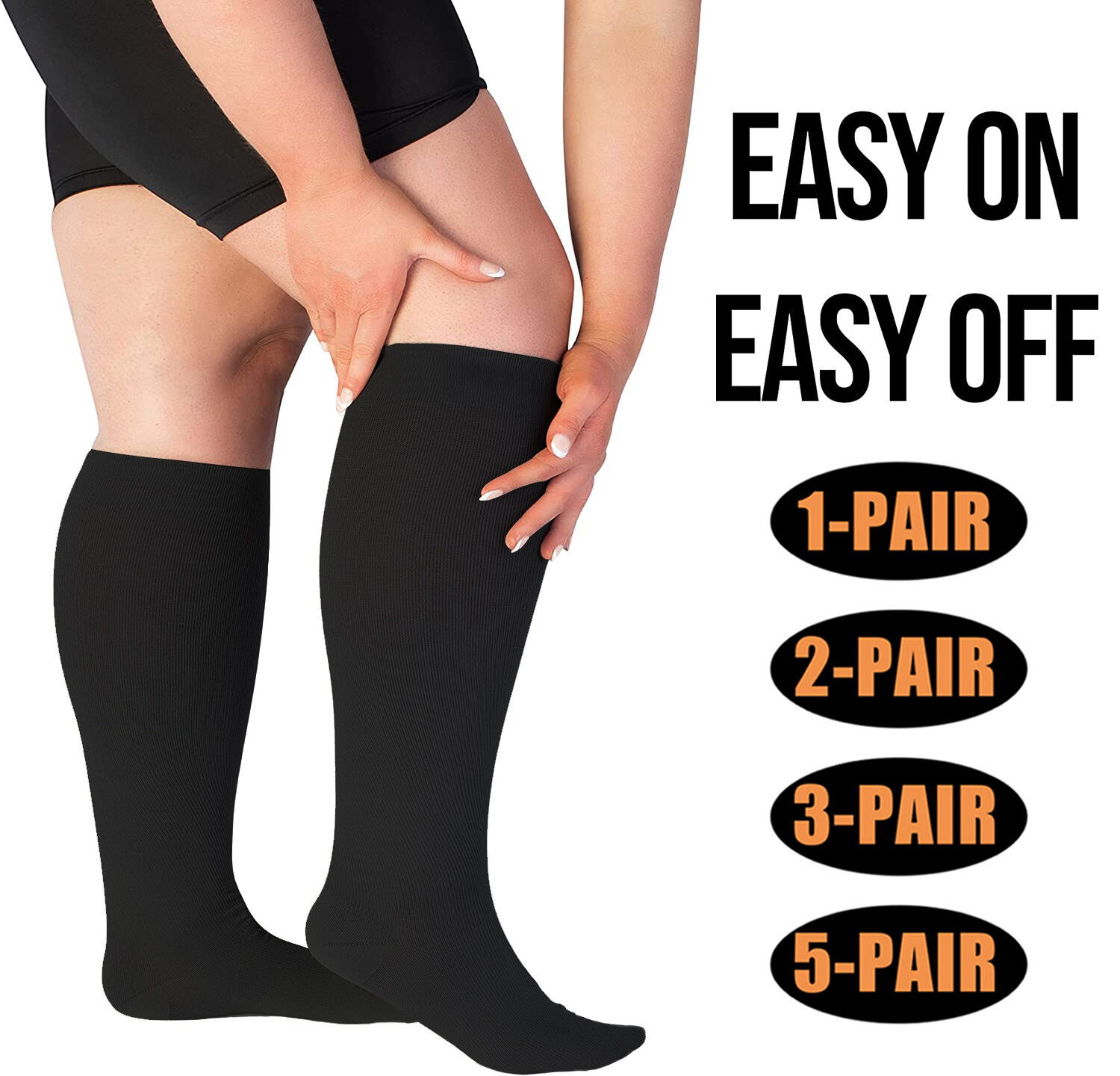 3XL XXL Wide Calf Compression Socks 15-20mmHg for Fatigue, Pain, Leg Swelling