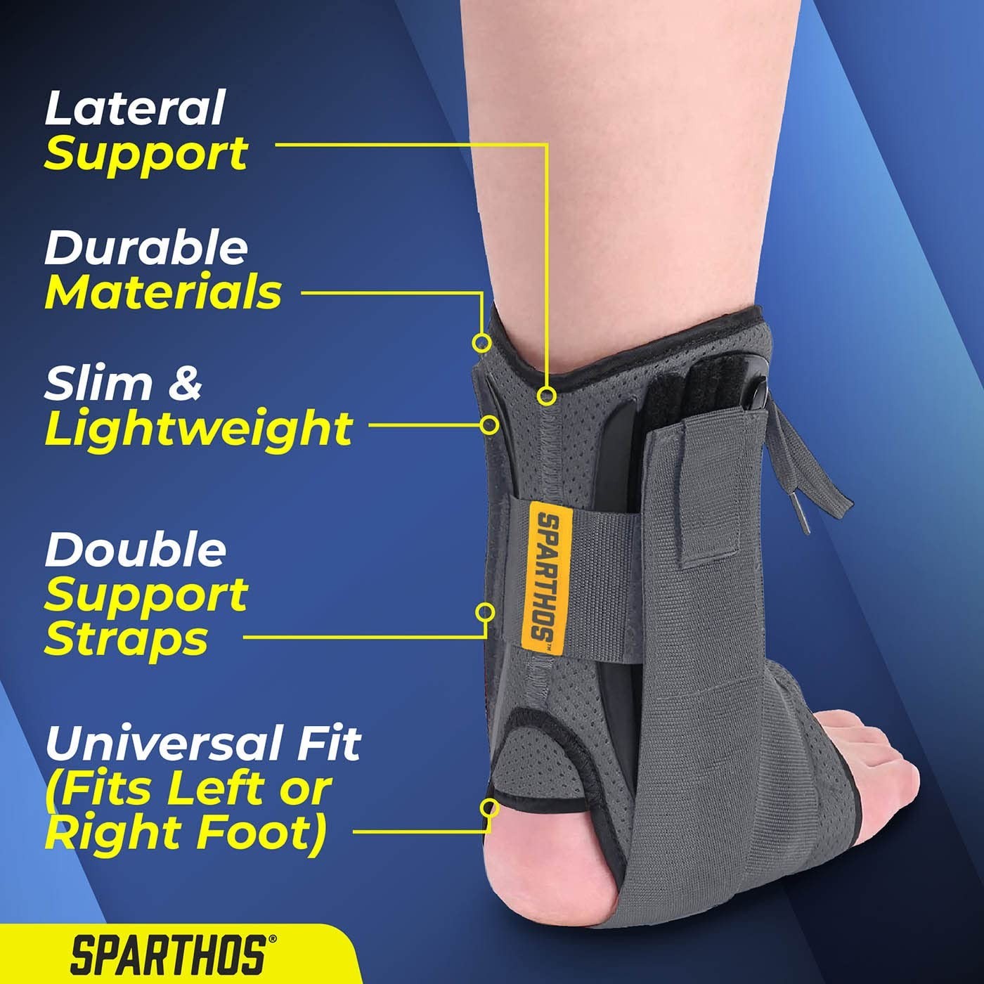 Lace-Up Adjustable Ankle Brace – Ideal for Running & Basketball – Gray Large