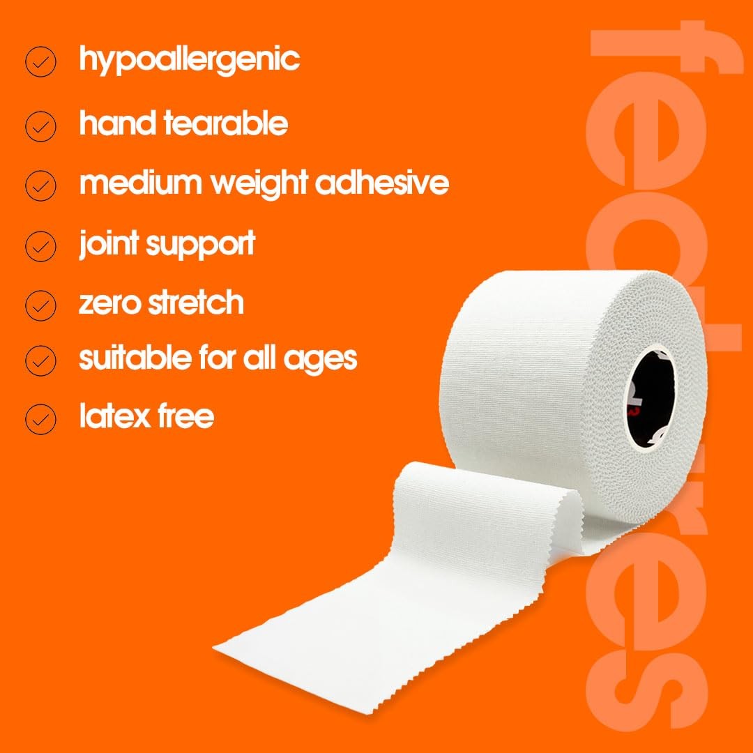 D3 Athletic Sports Tape White 1.5 X 15Yds – 32 Rolls Bulk Hand Tearable Zinc