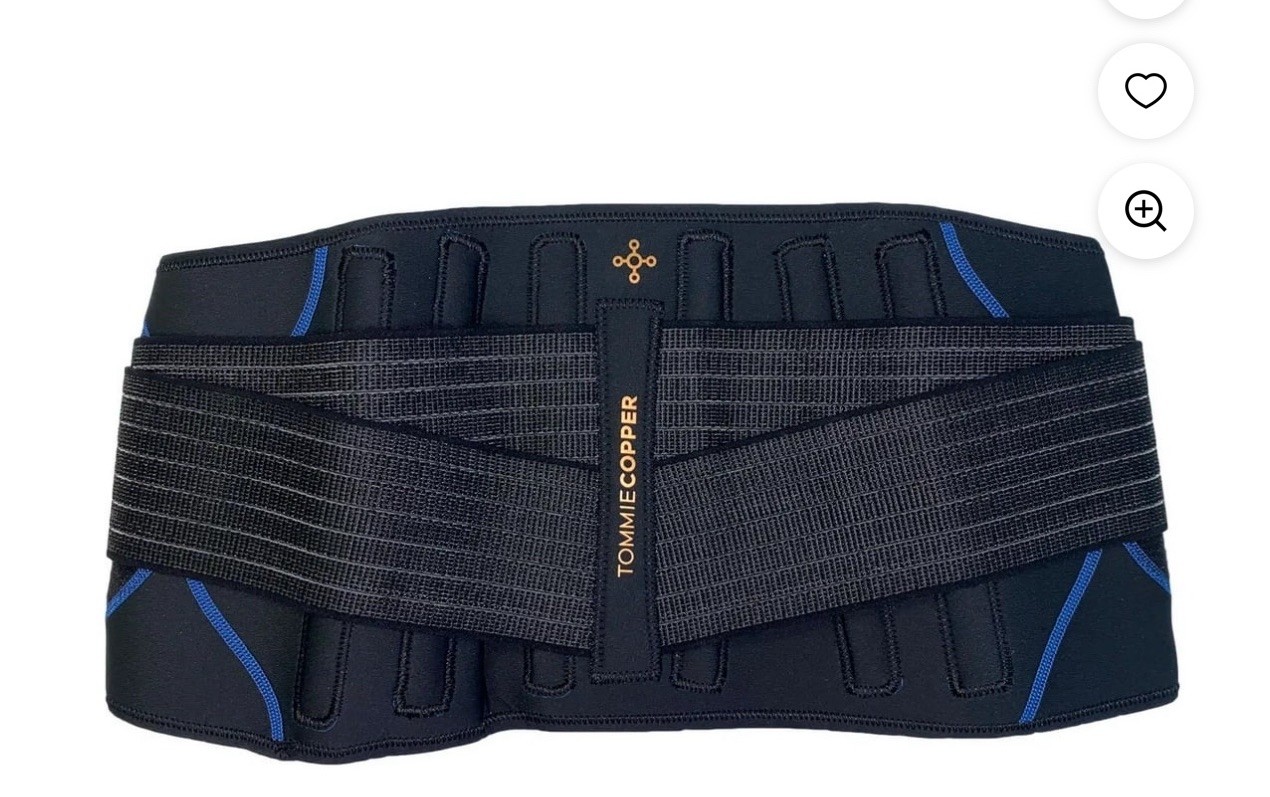 TOMMIE COPPER ADJUSTABLE COMPRESSION BACK BRACE Unisex Size L/XL BLACK / BLUE