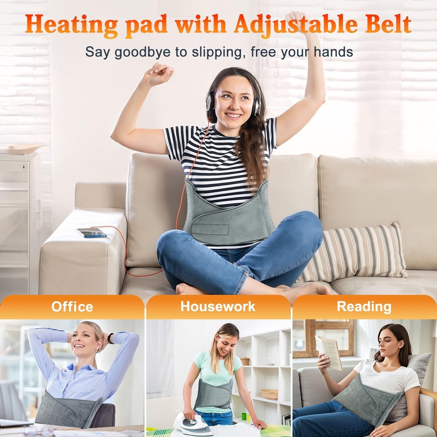 Heated Back Braces, Breathable Back Support Belt with Heating Operated by Rec…