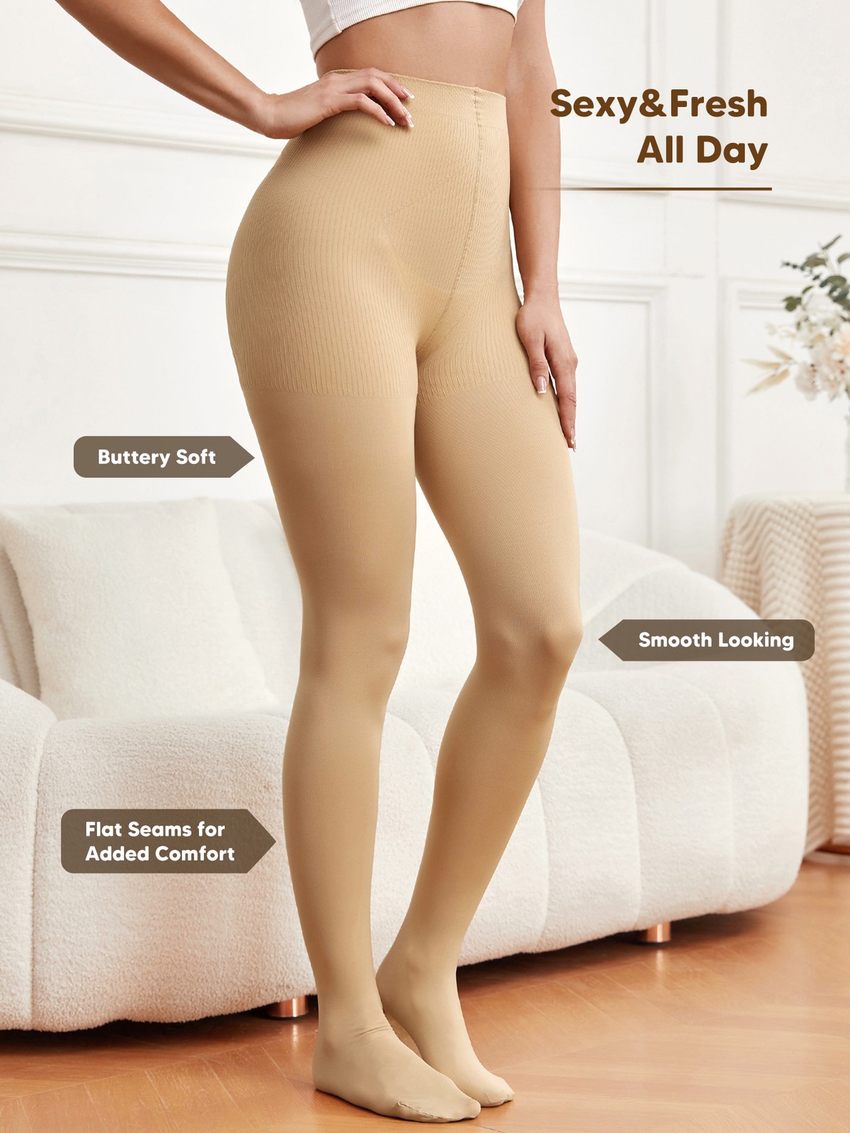 Women Compression Pantyhose Shaping Tights 15-20mmHg Support Opaque Stockings
