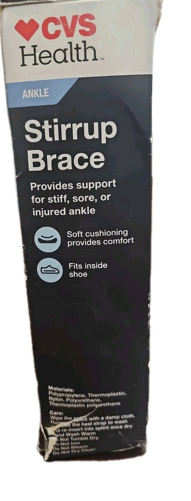 CVS Health Firm Support Ankle Stirrup Brace Cushion Fits In Shoe New Open