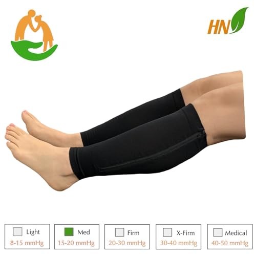 HealthyNees Seniors Care Footless 15-20 mmHg Compression Shin 3X-Large Black