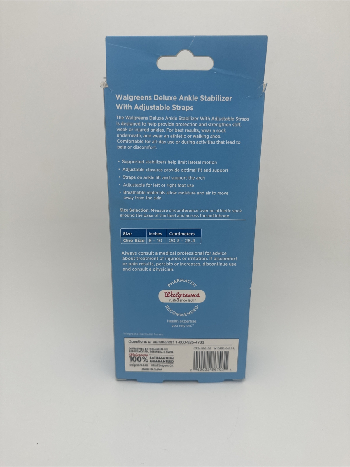 Ankle Stabilizer with adjustable straps Walgreens One Size – Used- 2018….8