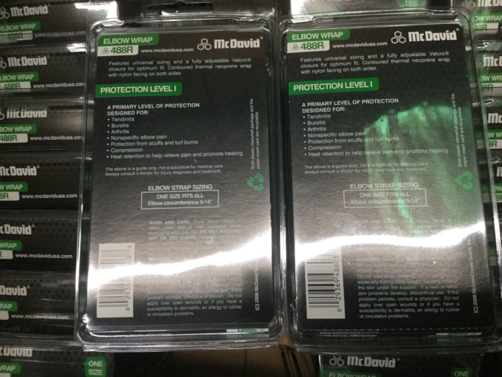 (2) McDavid Neopene Elbow Wrap Protection Level 1, One Size Fits Most 488R