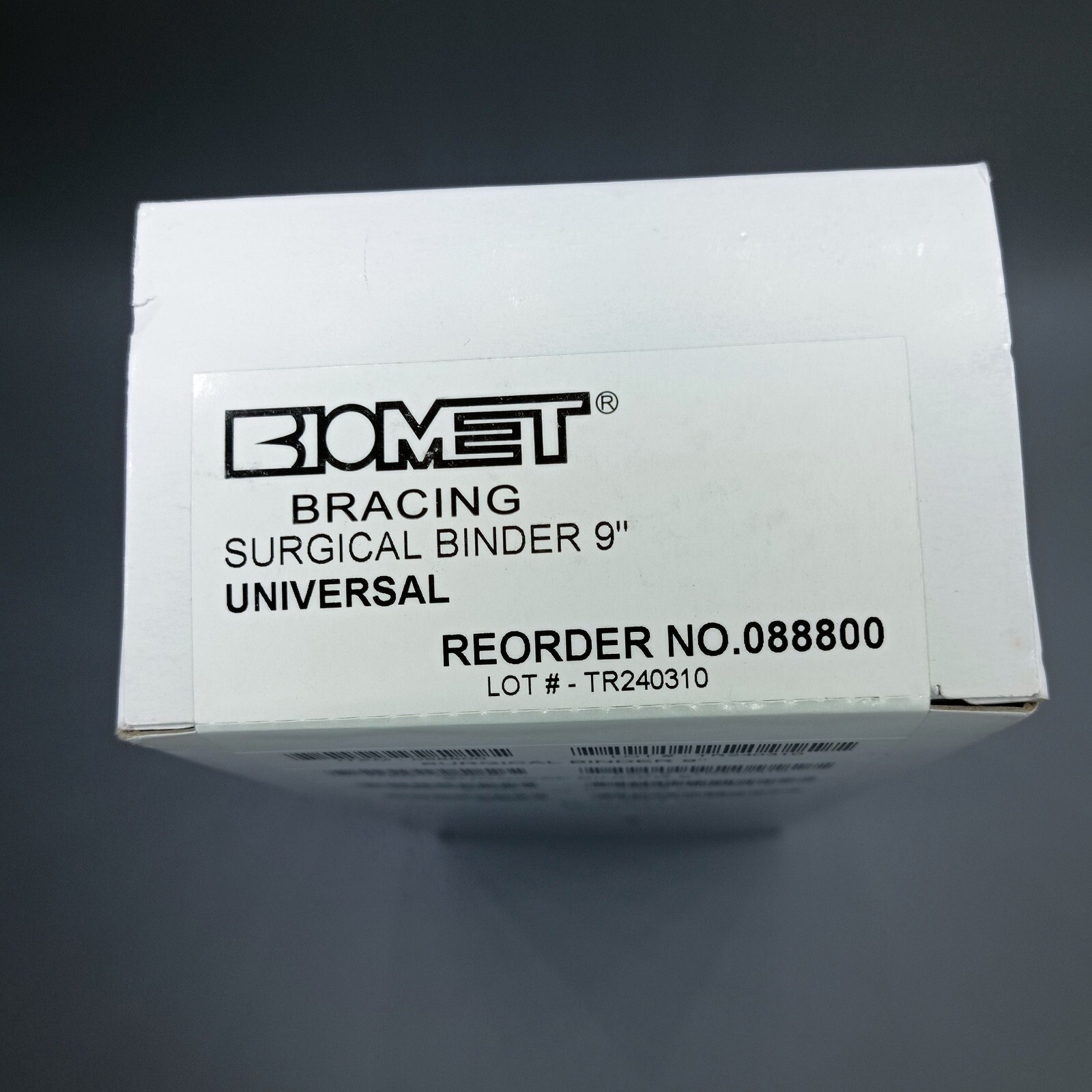 Surgical Binder 9″ Universal Three-Panel 088800 Biomet Bracing White