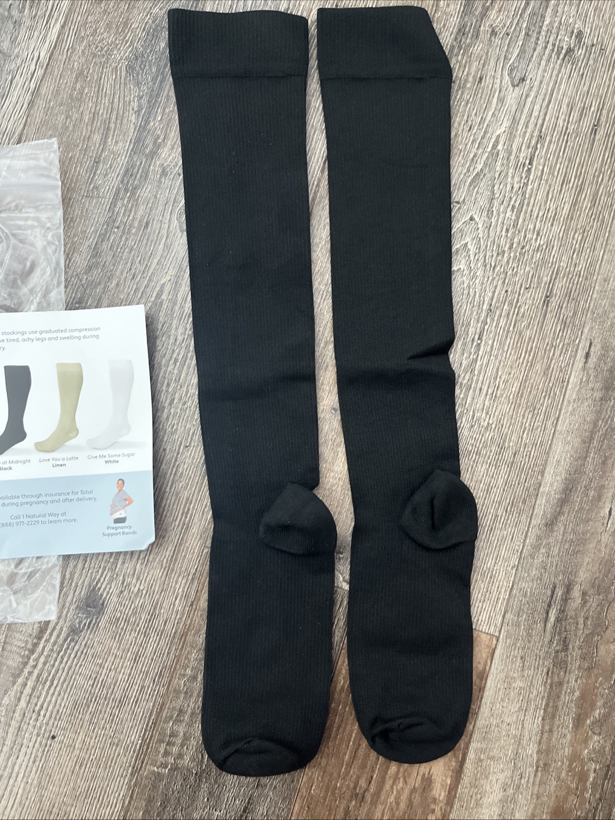 1 Natural Way Maternity compression socks Knee High 20-30mmHg black sz Large