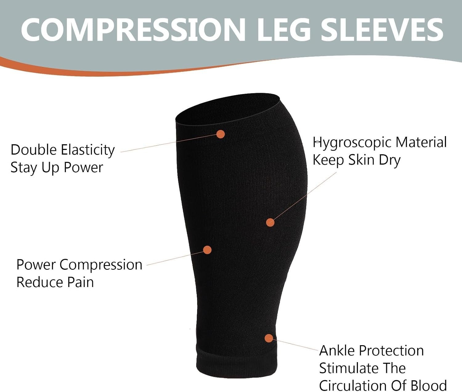 Lightweight Plus Size Compression Leg Sleeves 15-20mmHg for Active Lifestyles