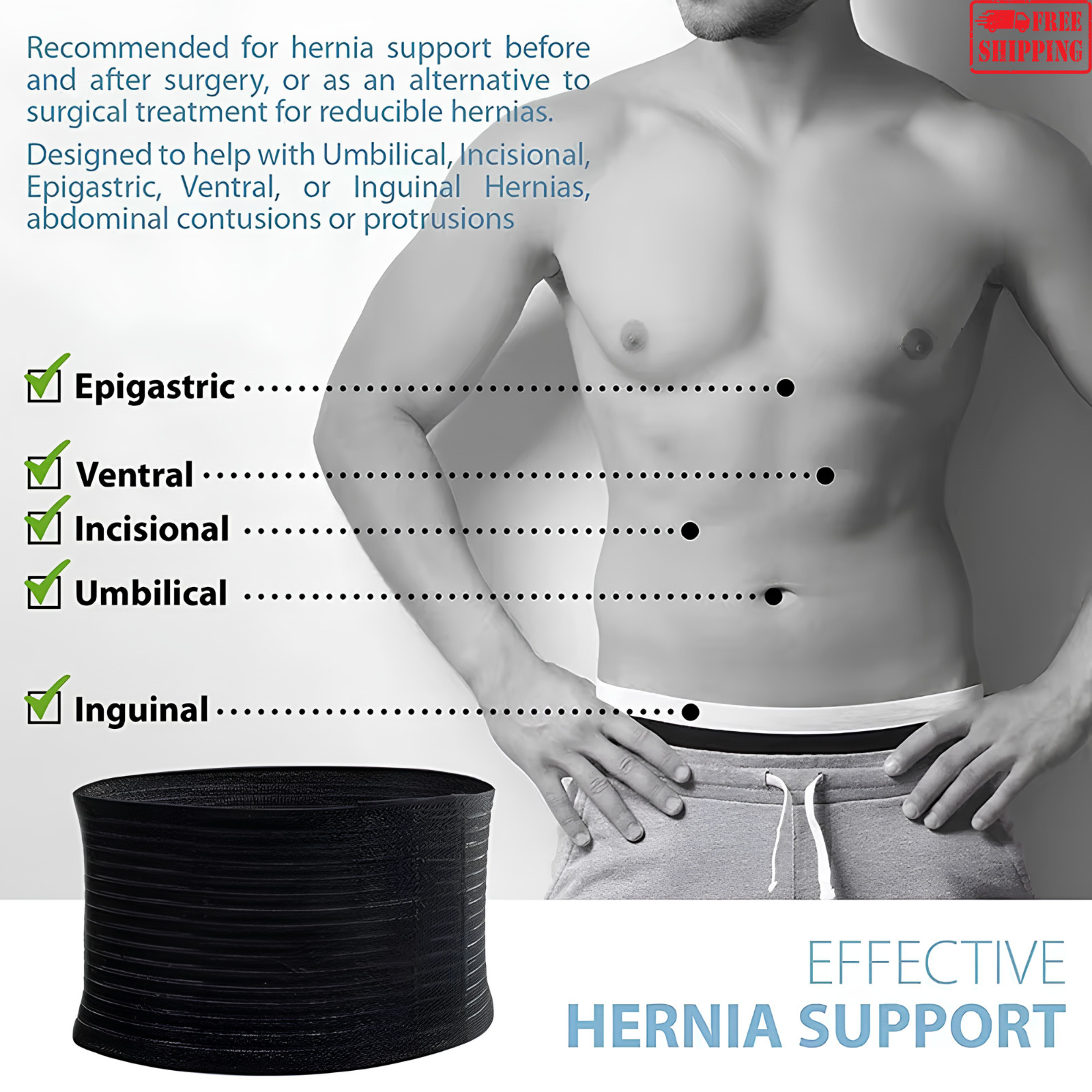 Umbilical Hernia Belt for Men and Women Abdominal Support Binder with Compress