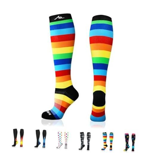 Medical Compression Socks for Women & Men, 20 Small-Medium 07-Rainbow Stripes