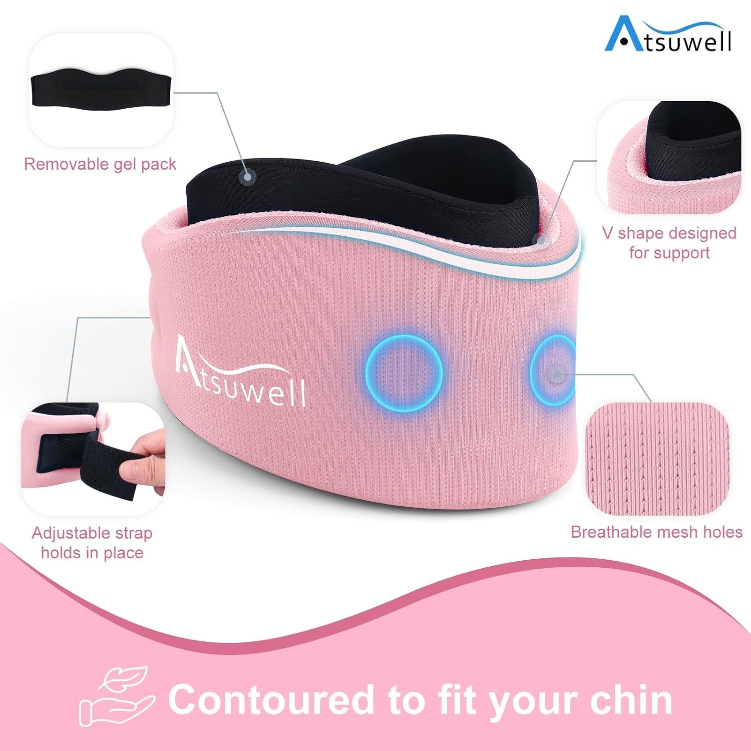 Adjustable Pink Neck Brace with Gel Pack, Posture & Pain Support