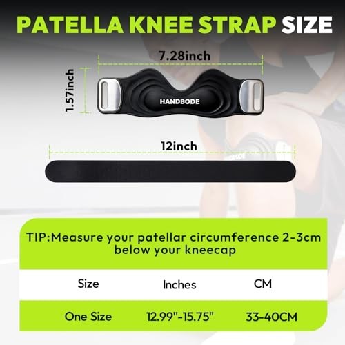 Patellar Tendon Support Strap, Silicone Knee Brace for Men Women, Adjustable Pat