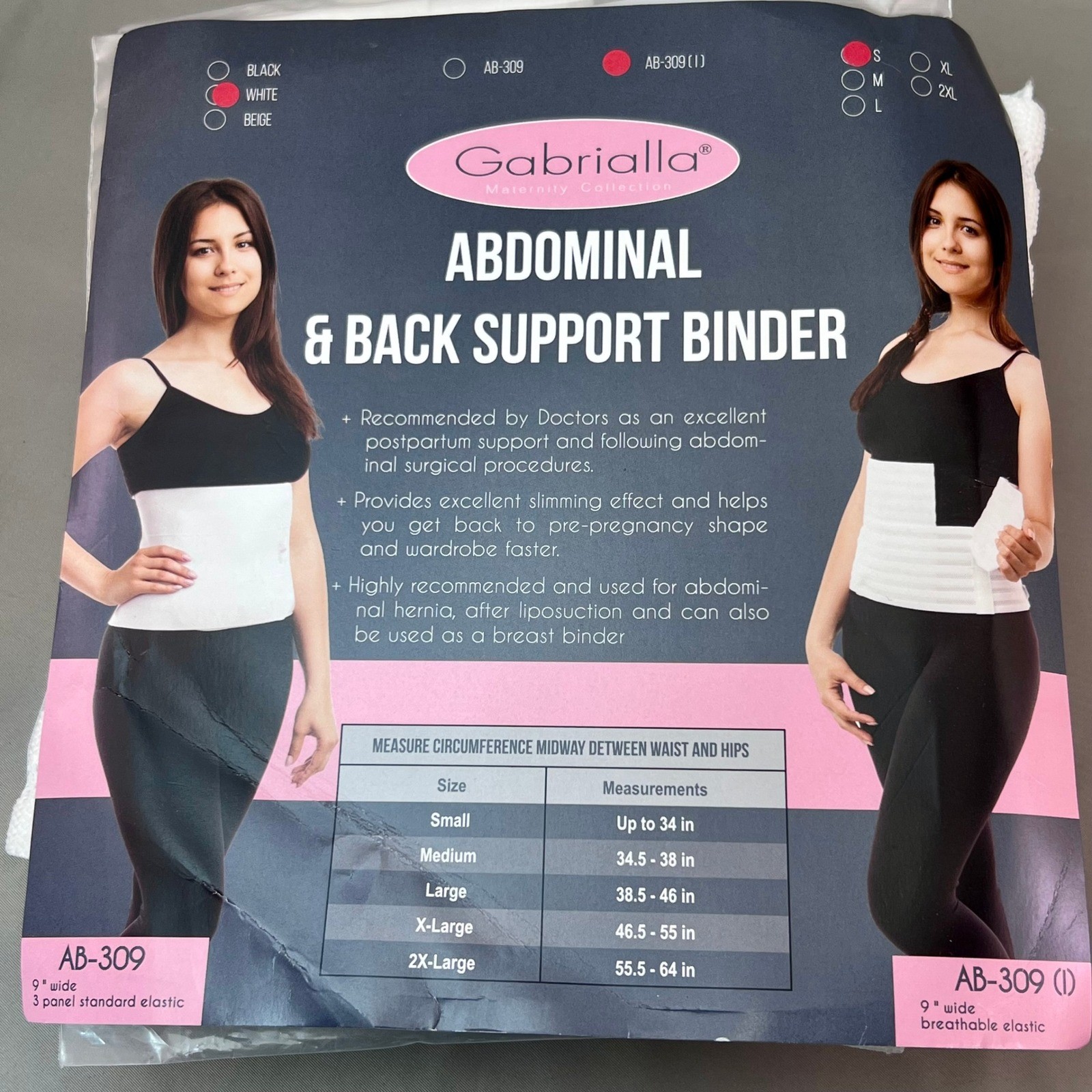 Small Gabrialla Abdominal Back Support Binder New AB-309 w/ Nu Momz Belly Band