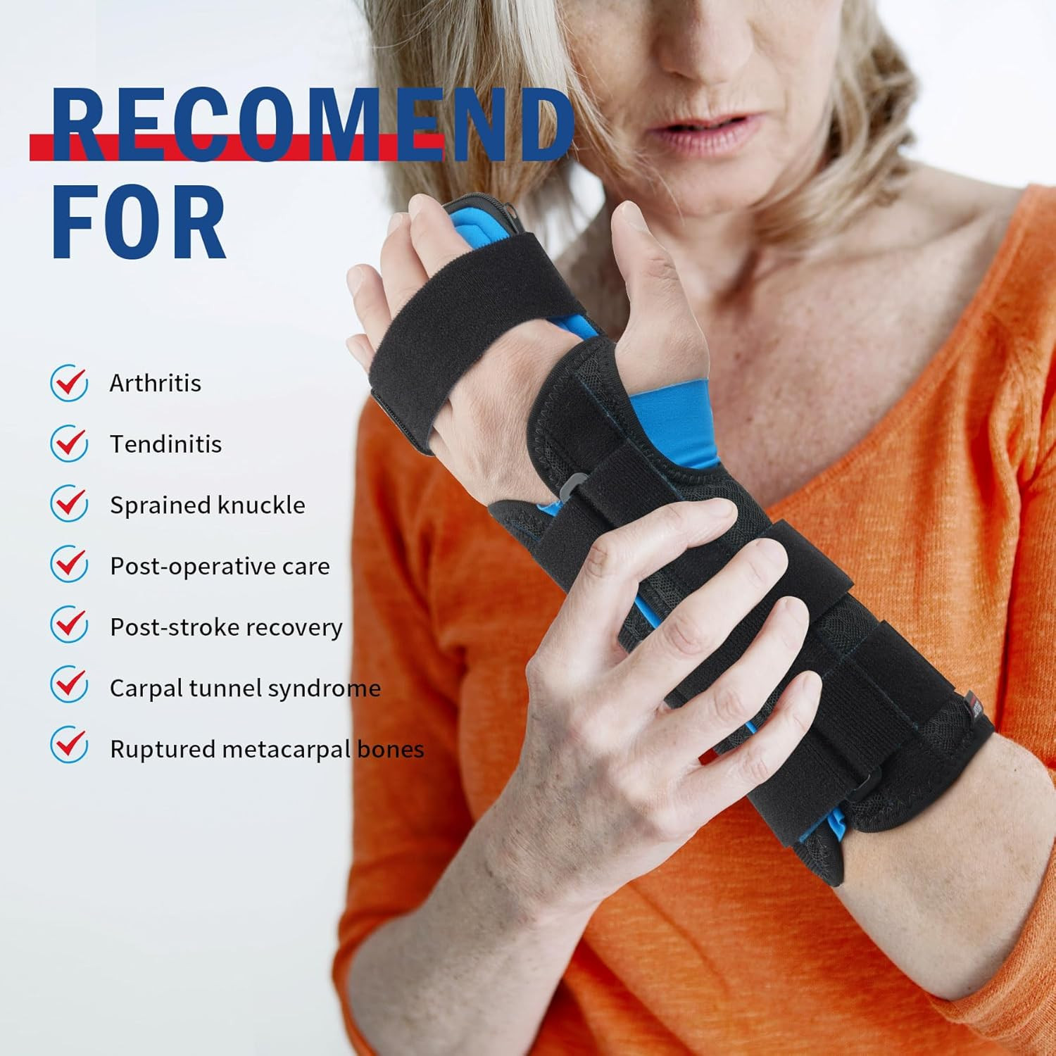Resting Hand Splint Stroke Night Immobilizer with Removable Splints- for Carpel