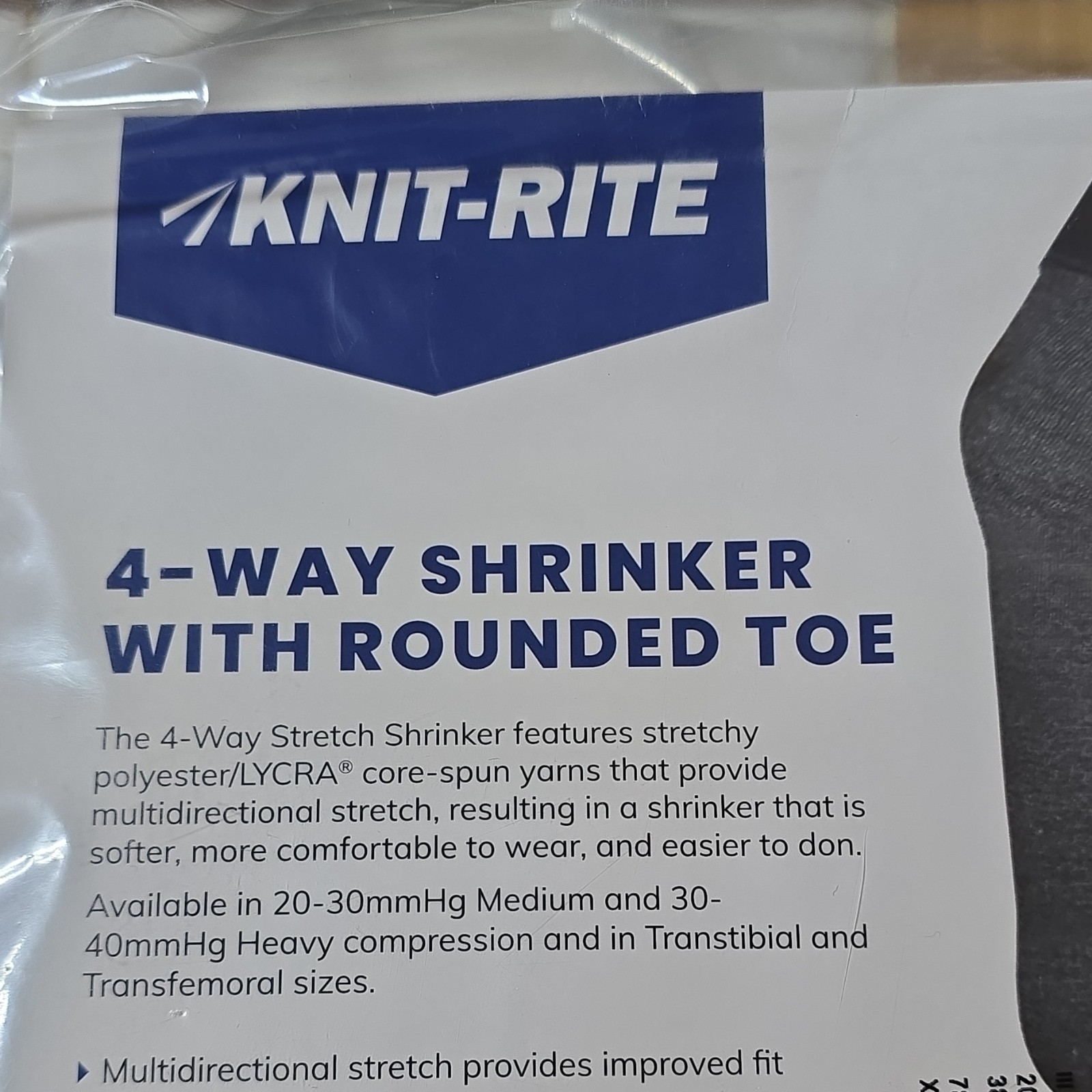 Knit-Rite 4-Way Shrinker Rounded Toe Medium Compression Sleeve Black 2HXMB315