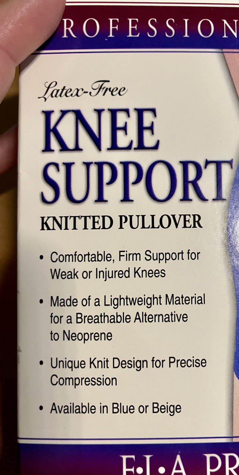 FLA Small Pro-Lite Knee Support Knitted Pullover Beige 12.5-14” NEW